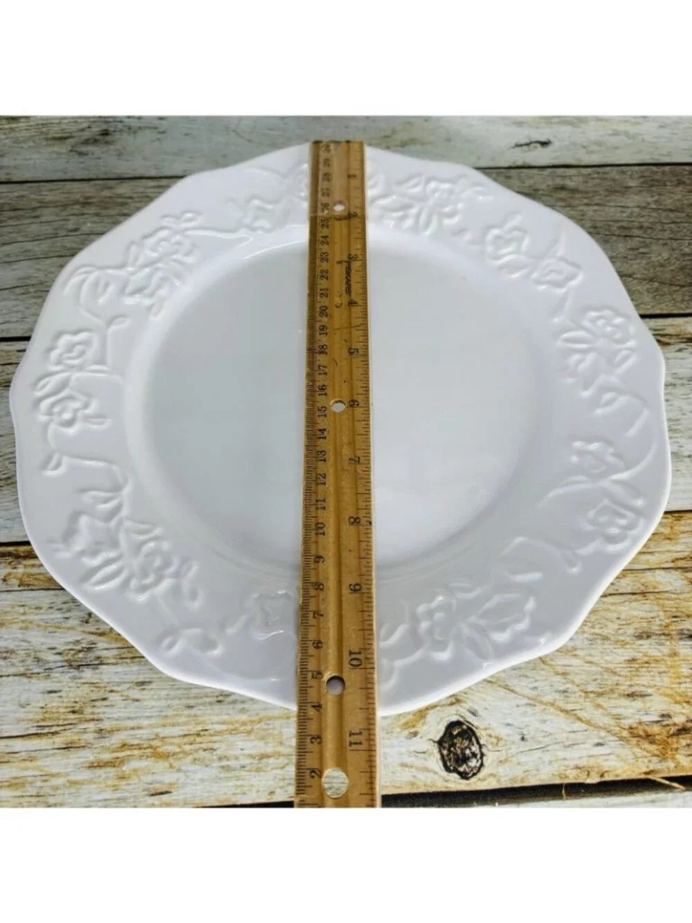Better Homes And Gardens SUMMERDALE ROSE WHITE Stoneware Dinner Plates Set of 4